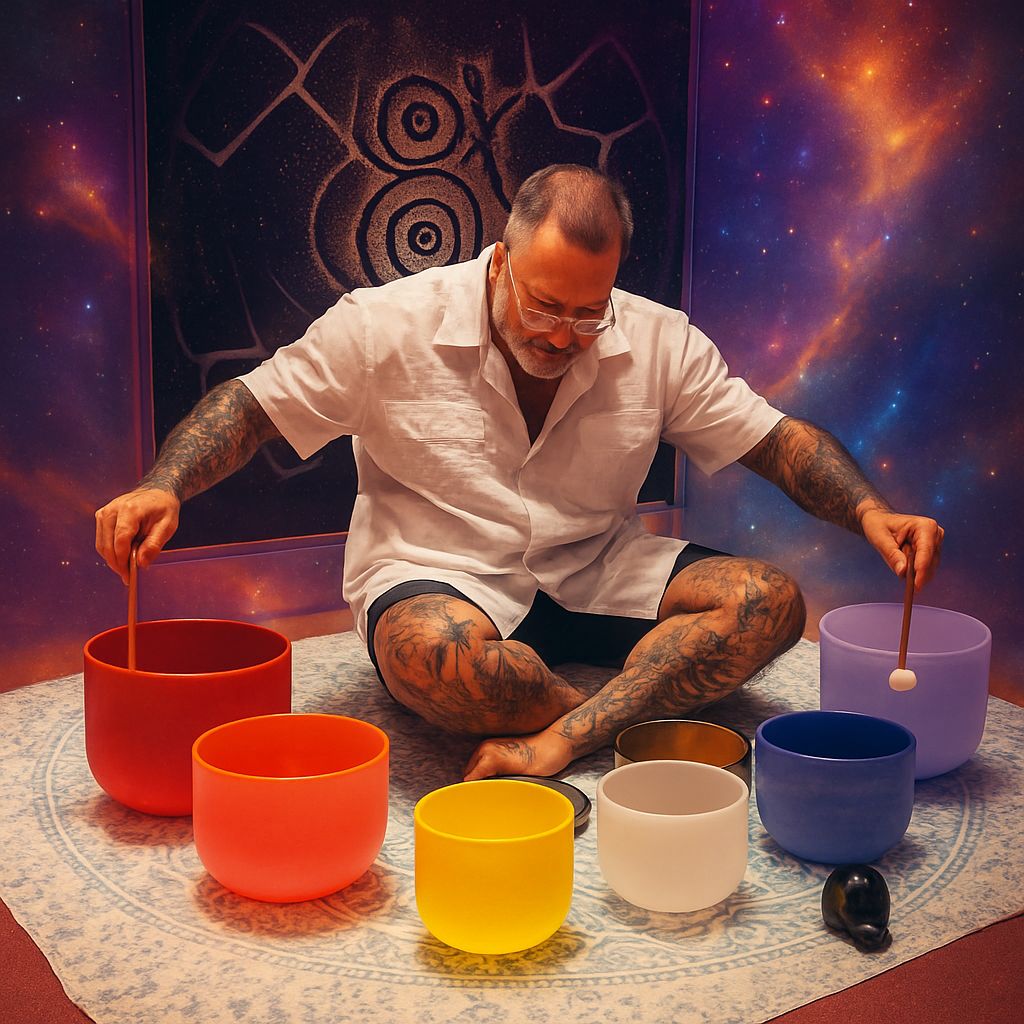 Read more about the article Sun 11:30am (45min Workshop): Crystal Bowl Sound Healing with Bob Marker